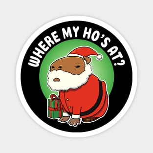 Where my ho's at Capybara Christmas Magnet